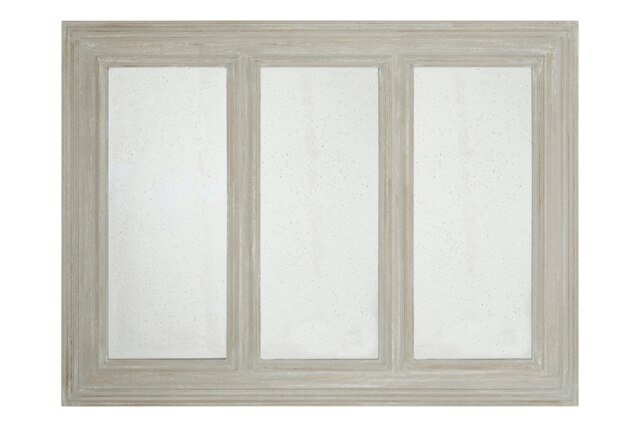 Interiors By Premier 3 Section Ash Wood Frame Wall Mirror, Luxurious Triptych Wall Mirror, Weathered Gold Finish 3-Panel Mirror Cream