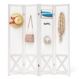 COSTWAY 4 Panel 162 x 170cm Folding Room Divider with Pegboard Display