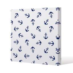 Navy Anchors on White (Canvas Print) / 90 x 90 x 4cm Multi