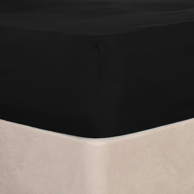 OHS 25cm Deep Soft Plain Fitted Bed Elasticated Sheet, Single - Black