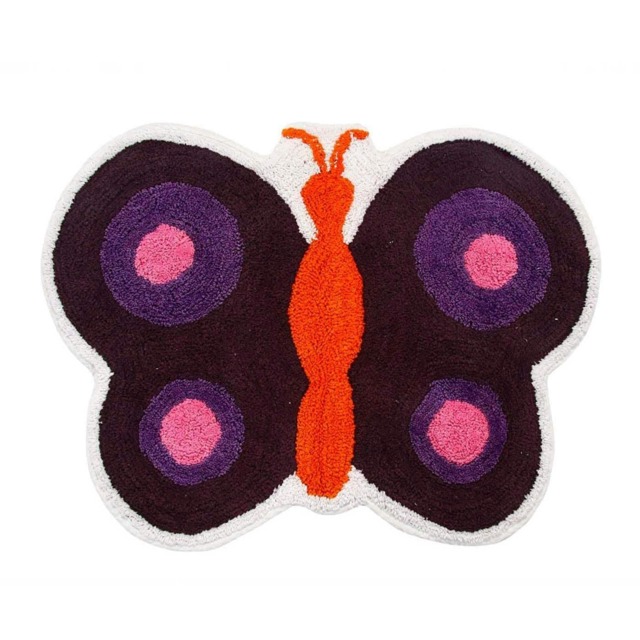 Homescapes Cotton Tufted Washable Purple Butterfly Children Rug