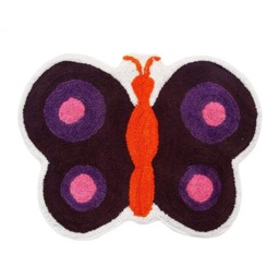 Homescapes Cotton Tufted Washable Purple Butterfly Children Rug
