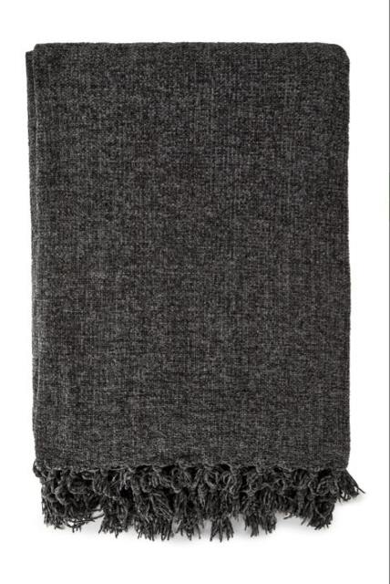 "Camilla Collection Chenille Throw in Charcoal (60"" x 80"")"