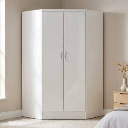Nevada 2 Door Corner Wardrobe - White Gloss