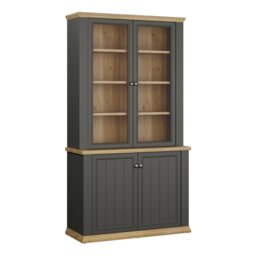 Pontypool 4 Door Display Cabinet in Grey and Mauvella Oak
