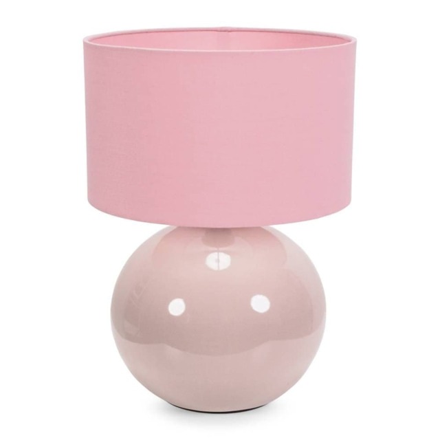 ValueLights Bosco Stone Ceramic Table Lamp Blush Pink Shade