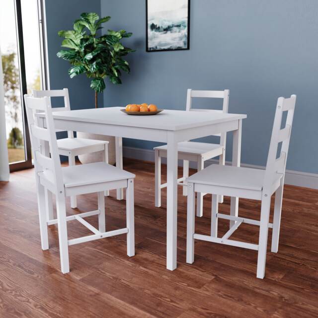 Vida Designs Yorkshire 4 Seater Dining Set 5 Piece Table & Chairs, White