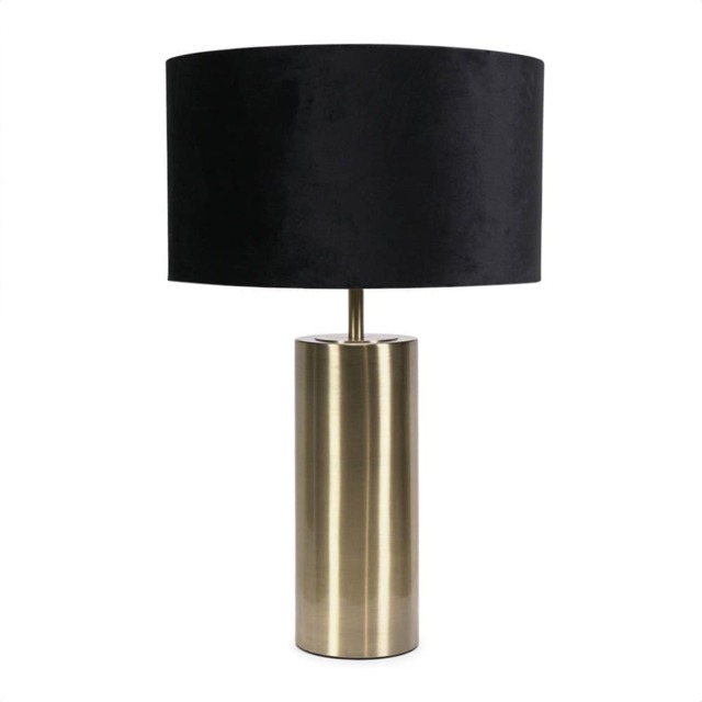 ValueLights Lexy Antique Brass Dimmable Table Lamp Black Velvet Shade and Bulb