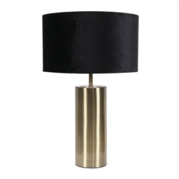 ValueLights Lexy Antique Brass Dimmable Table Lamp Black Velvet Shade and Bulb