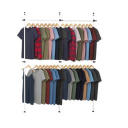 House of Home Telescopic Double Rail Clothes Wardrobe Organise Hanging Rack Adjustable Storage White Not provided