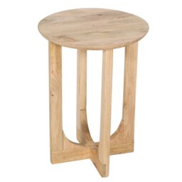 Monco Natural Mango Wood Round Inverted Legs Side Table - Natural Brown