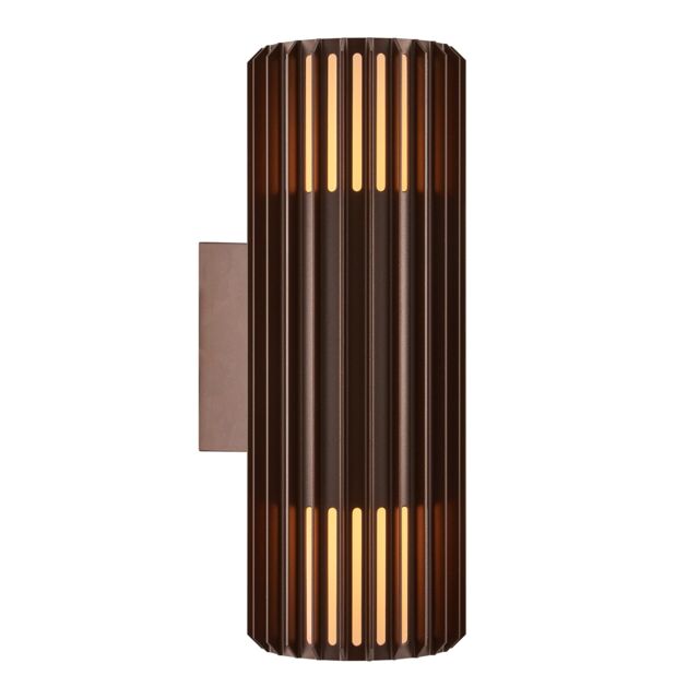 Nordlux Aludra Outdoor Wall Light Brown Aluminium Solar E27 Sensor Coastal/Marine Safe - Mains Powered, IP54