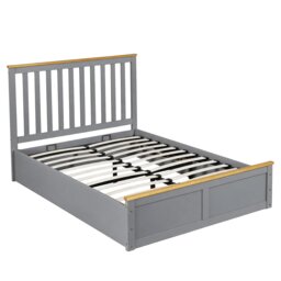 4ft Small Double Wooden Ottoman Gas Lift Storage Bed In Grey