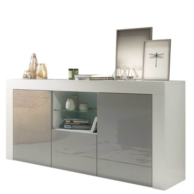 TV Unit TV Stand White Grey High Gloss Media Console Sideboard Storage Cabinet 145cm