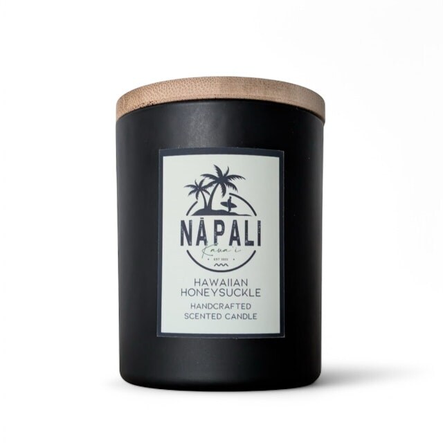 NĀ PALI Handcrafted Hawaiian Candle Crackling Wick HAWAIIAN HONEYSUCKLE Black One Size
