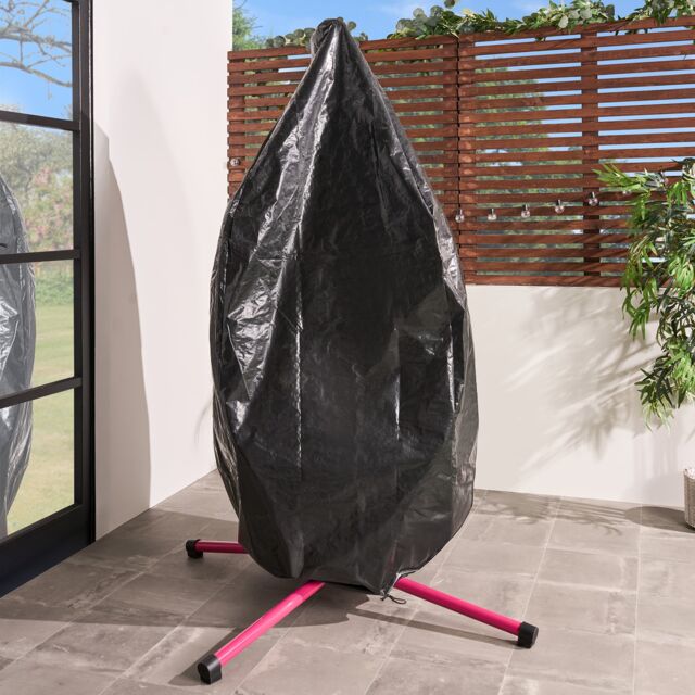 OHS Garden Egg Chair Cover Outdoor Plastic with Drawstring Heavy Duty Black Single