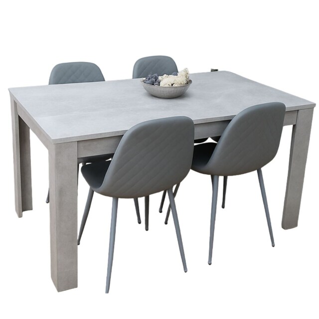 Grey Dining Table Set with 4 Grey Chairs Modern Rectangle Dining Room Furniture