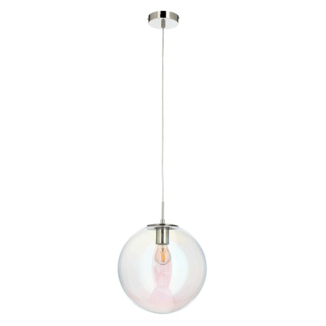 BHS Petro Iridescent Glass Ceiling Pendant, Nickel