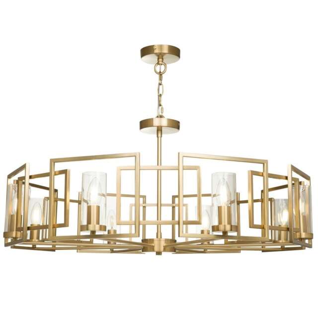 Bowi Cylindrical Ceiling Pendant Lamp Gold, 8 Light, E14