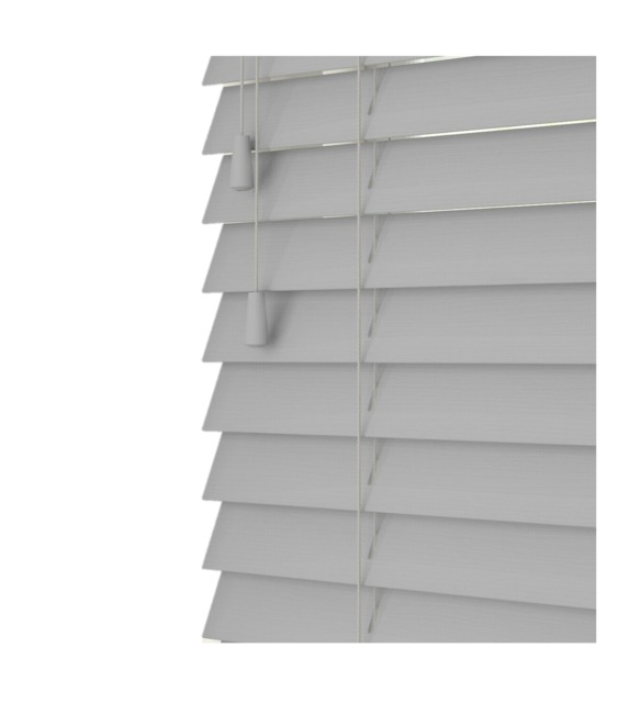 260cm Dove Grey Smooth Finish Faux Wood Venetian Blinds with Strings (120cm Drop) Grey Grey