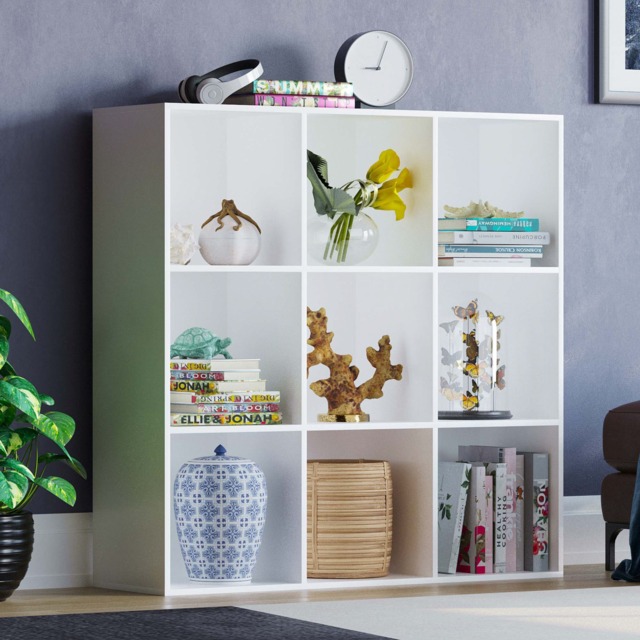 Vida Designs Durham 3x3 Cube Storage Bookcase Display Unit, White