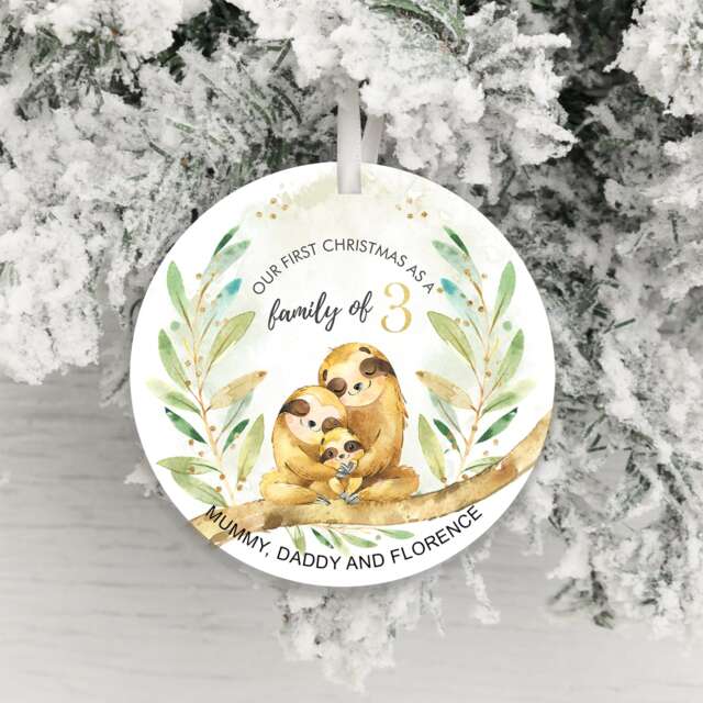 Personalised Family of 3 Christmas Decoration for Family