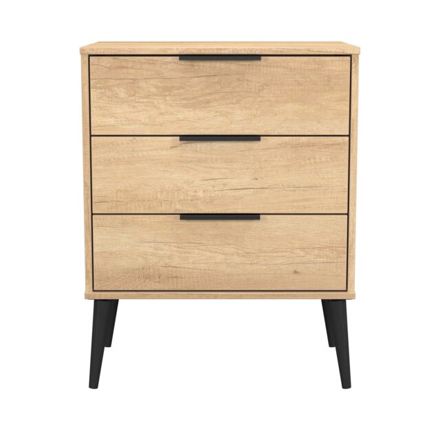 Fuji 3 Drawer Midi Chest of Drawers in Nebraska Oak (Ready Assembled) Brown Nebraska Oak