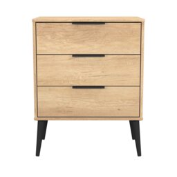 Fuji 3 Drawer Midi Chest of Drawers in Nebraska Oak (Ready Assembled) Brown Nebraska Oak