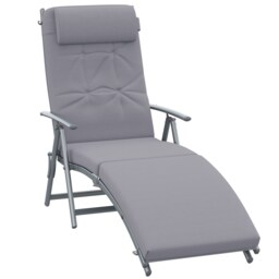 Outsunny Sun Lounger Recliner Foldable Padded Seat Adjustable Texteline Grey Grey