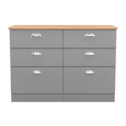 Albert 6 Drawer Wide Chest of Drawers in Dusk Grey & Riviera Oak (Ready Assembled) Grey Dusk Grey & Riviera Oak