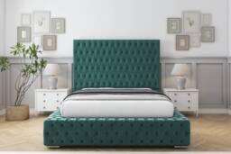 "Sloomy Ambassador Emerald Plush Bed Frame With Mattress With 50"" Upholstered Headboard 5' King"