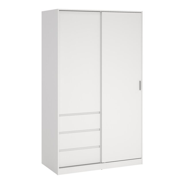 Naia Wardrobe with 1 Sliding Door and 1 Door 3 Drawers in White