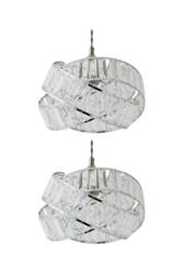 ValueLights Hudson Pair of Silver Ceiling Pendant Shade