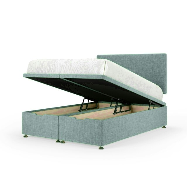 Duckegg Linen Ottoman Base and Valencia Headboard King Size Multi