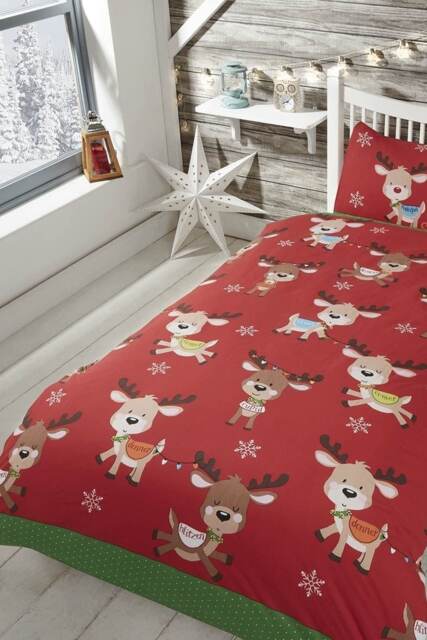 Rudolph and Friends Red Duvet Cover Set - Single Red Single