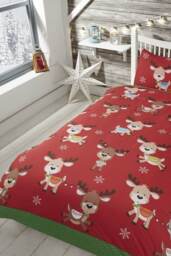 Rudolph and Friends Red Duvet Cover Set - Single Red Single