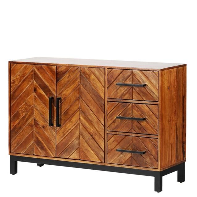 Parquet 120 cm Sideboard - Mango Wood/Iron - L40 x W120 x H80 cm - PP Finish Brown