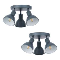 Set of 2 Hawkins - Charcoal 3 Way Adjustable Round Ceiling Spotlights