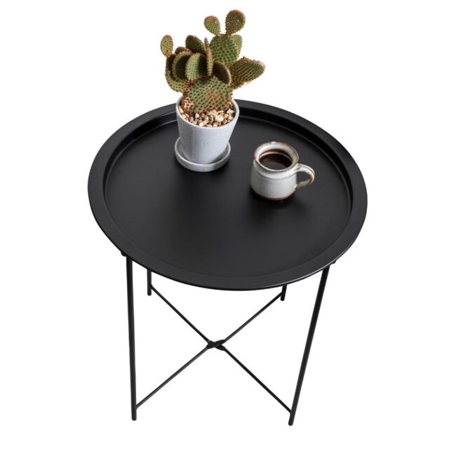 Outdoor Bistro Garden Tray Table in Solid Black