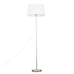 ValueLights Charlie Brushed Chrome Table Lamp White Doretta Shade