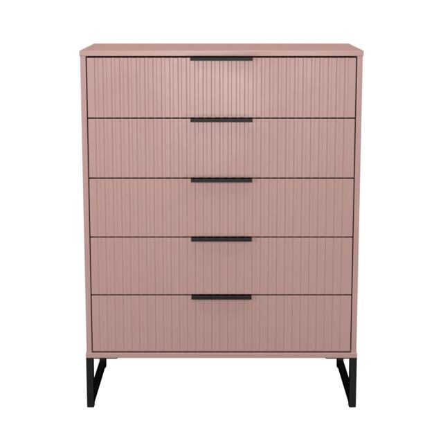 Menai 5 Drawer Chest of Drawers in Kobe Pink (Ready Assembled) Pink Kobe Pink