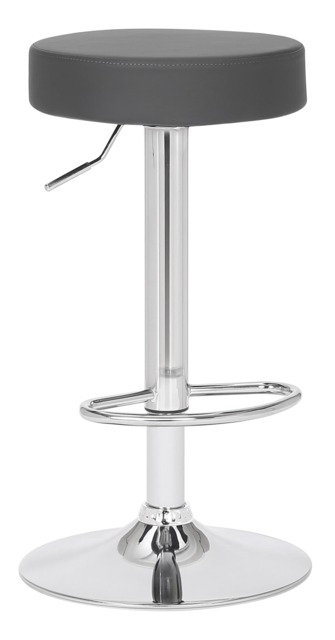 Semplice Breakfast Bar Stool, Chrome Footrest, Height Adjustable Swivel Gas Lift, Home Bar & Kitchen Barstool, Charcoal Grey