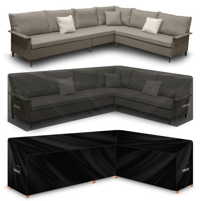 Futura L Shape 260x210x80cm Waterproof Garden Furniture Cover 600D Black Black 260x210x80cm 1