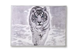 White Tiger Print Fleece Blanket Animal Throw, Soft Warm Cosy Blanket Throw 150x200cm