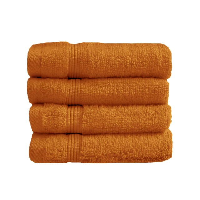 Zero Twist Egyptian Cotton Face Cloths Pack of 4 - Caramel