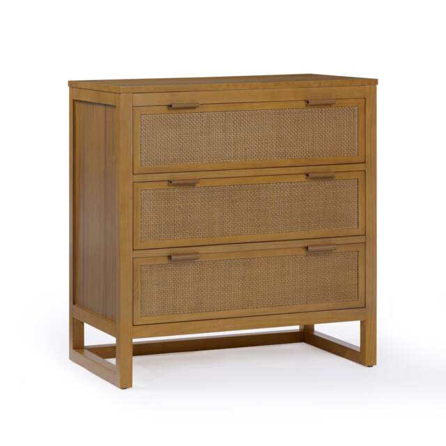 Teamson Home Hatteras Chest of Drawers 3 Drawer Bedroom Dresser, Natural