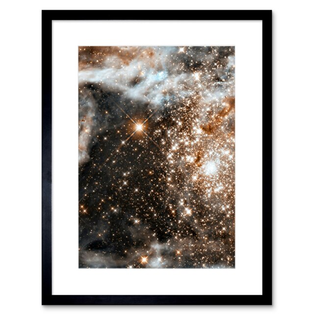 "Hubble Space 30 Doradus Nebula Infrared Starbirth Region 9x7"" Black Framed Wall Art Print"