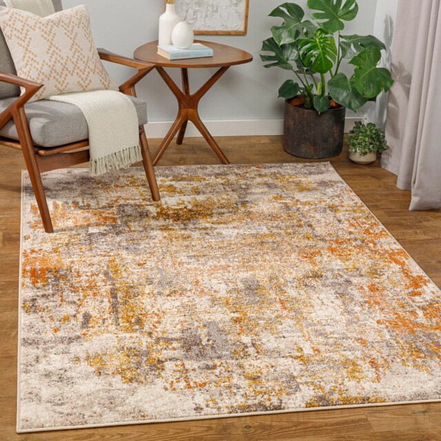 LIVABLISS Ankara-Abstract Modern Marble Rug 200 x 275 cm Grey Yellow