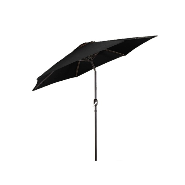 Groundlevel 2m Tilt and Crank Lightweight Parasol Umbrella Black Black