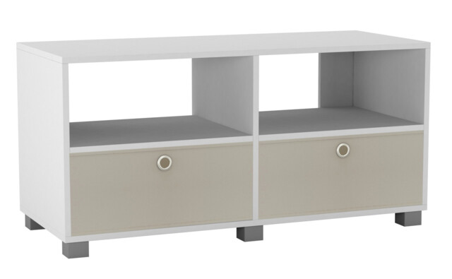 Black TV Stand with 2 Drawers White White & Beige 1